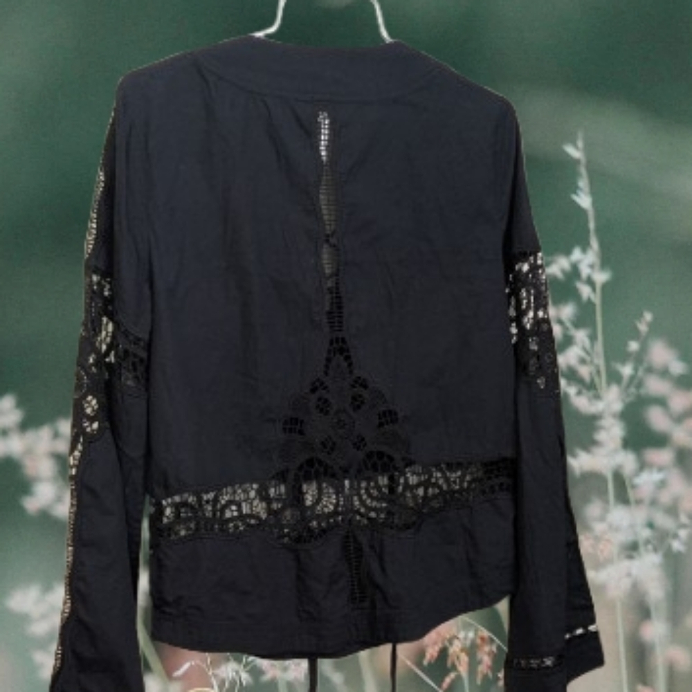 FREE PEOPLE Bittersweet LaceUp Blouse Whimsigoth Bewitching - Picture 4 of 7